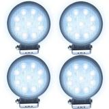 Kit 4 Farol de Milha Led Universal 12V 24V 27W 9 Leds 6000K Redondo 11 Cm - Morgadosp