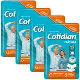 Kit 4 Fraldas Descartáveis ADULTO COTIDIAN CLÁSSICA - G- C/96 Unids - Softys