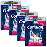 Kit 4 Fraldas Descartáveis ADULTO COTIDIAN PLUS - M- C/72 Unids - Softys