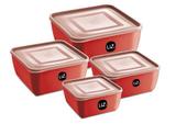 Kit 4 Multiuso Quadrado Premiun Vermelho De Plastico Uz