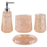 Kit 4 Peças Luxo Poliresina Lavabo Banheiro Porta Escova Sabonete Liquido - Zcod