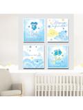 Kit 4 Plaquinhas Tema Infantil Menino Nuvens e Mensagens” Tamanho: 25x25 CMS - Rei das plaquinhas