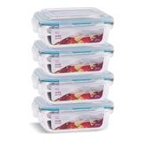 Kit 4 Pote Vidro Hermético Retangular 370ml Papinha Pequeno - Casa linda