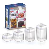 Kit 4 Potes Herméticos Em Acrílico Para Mantimentos Injeplas - Injeplastec