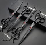 Kit 4 Tesoura Profissional 7 Polegadas Petshop Tosa Navalha Smith King Black Preto