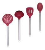 Kit 4 Utensílios Cozinha Silicone Concha Colher Espátula Etc - Universal vendas