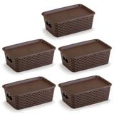 Kit 5 Caixas Organizadoras Rattan 3 Litros Com Tampa - Plasnorthon