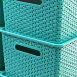 Kit 5 Caixas Organizadoras Rattan Com Tampa Lisa 15 Litros - Plasnorthon