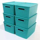 Kit 5 Caixas Organizadoras Rattan Empilhável Grande Verde - Superdigi
