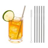 Kit 5 Canudos De Aço Inox Reutilizável Ecológico Com Escova - Jcm