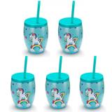 Kit 5 Copos com Ilustracao de Unicornio 650 Ml Azul Turquesa Injetemp