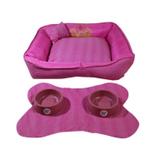 Kit 5 Itens Para Pet Caminha Média + Acessórios Rosa Princess - Decore fácil shop
