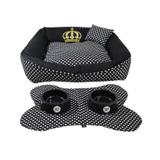 Kit 5 Itens Para Pet Caminha Médio + Acessórios Preto de Bolinha - Decore fácil shop
