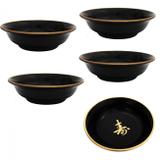 Kit 5 Mini Tigela 12 Cm Redonda Preta Fukazala Nihon Shikko