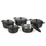 Kit 5 Panelas Aluminio Fundido com Fundo usinado Preto - Aluminios j.r