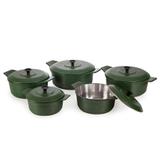 Kit 5 Panelas Aluminio Fundido com Fundo usinado Verde - Aluminios j.r