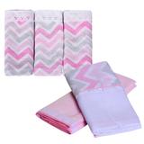 Kit 5 PÇ Cueiro Manta e Paninho de Boca Babete Enxoval de Bebê Menina - Incomfral