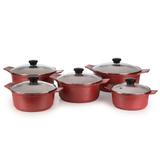 Kit 5 Peças: Panelas Revestidas de Cerâmica - Vermelho - Aluminios j.r