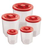 Kit 5 Porta Mantimentos Vision Vermelho Translucido Uz