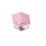 Kit 5 Pote de Vidro Quadrado Hermético Sanremo Trava 550ML