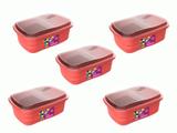 Kit 5 Potes P/ Freezer / Microondas 330 ml PP Rosa Uninjet