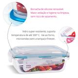 Kit 5 Potes Vidro Hermético 640ml Marmita Fit Microondas - Casa linda