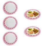 Kit 5 Pratos 25 Cm Raso em Melamina/Plastico Rosa Decorado Unicasa