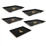 Kit 5 Pratos Retangular 19x13 Cm para Sushi Preto Nihon Shikko