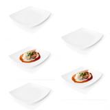 Kit 5 Pratos Sobremesa Quadrado 19 Cm em Melamina/Plastico Branco Fuxing