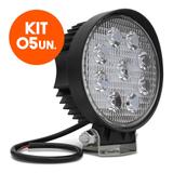 Kit 5 Un. Farol Milha Refletor Redondo Led 27w Carro Lancha Caminhao - Ideal