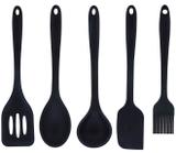 Kit 5 Utensílios em Silicone Preto - Mimo Style