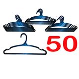 Kit 50 Cabide Plástico Preto Adulto Reforçado Dupla Cava Antideslizante para Guarda Roupas e Closet - Nacional