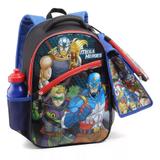 Kit 5pçs Mochila Masculina c/Lancheira Estojo Squeeze Azul Seanite mi14534