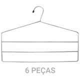 Kit 6 Cabides Calceiro Calças Organizador para Calças Armário Arara Guarda Roupas Aço Cromado - Elegante lar