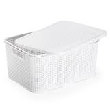 Kit 6 Caixas Organizadora Rattan 7 Litros C/ Tampa Branca - M. libano