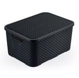 Kit 6 Caixas Organizadora Rattan 7 Litros C/ Tampa Preto - M. libano