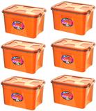 Kit 6 Caixas Organizadoras Multiuso 20 Litros Laranja Uninjet