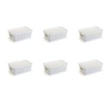Kit 6 Caixas Organizadoras Rattan Branca Pequena 3 Litros - Plasnorthon