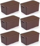 KIT 6 CAIXAS ORGANIZADORAS RATTAN MARROM 15 Lts - Monte libano
