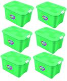 Kit 6 Caixas Organizadoras Verona Verde 56 Litros c/ Trava Uninjet
