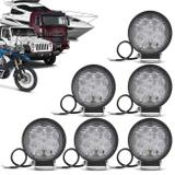 Kit 6 Faróis de Milha Redondo Universal 9 LEDs 6000K 27W Branco Carro Moto Caminhão Jeep - Kit prime