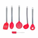 Kit 6 Peças Utensílios Cozinha Silicone Concha Colher Espat - Clink