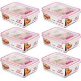 Kit 6 Pote de Vidro Retangular Hermético Sanremo SR83 1900ML