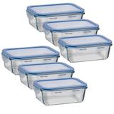 Kit 6 Potes Vidro Retangular Com Tampa Hermética Livre de BPA - Casambiente