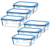 Kit 6 Potes Vidro Retangular Com Tampa Hermética Livre de BPA - Casambiente
