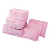 Kit 6 Sacos Bolsas Organizador Mala Roupas Bagagem Viagem Rosa Claro - Mundo thata