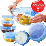 Kit 6 Tampas Silicone Flexivel Panela Pote Universal Elastica - Facibom