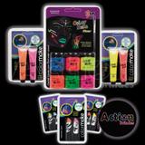 Kit 6 Tintas Neon + 6 Batom Neon + 4 Gel Neon - Color make