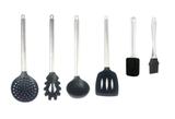 Kit 6 Utensílios De Silicone Cabo Inox Preto - Clink