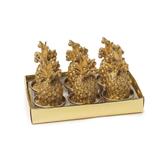 Kit 6Pçs Vela Decoração Natal Abacaxi 7x4Cm Dourado - Cromus